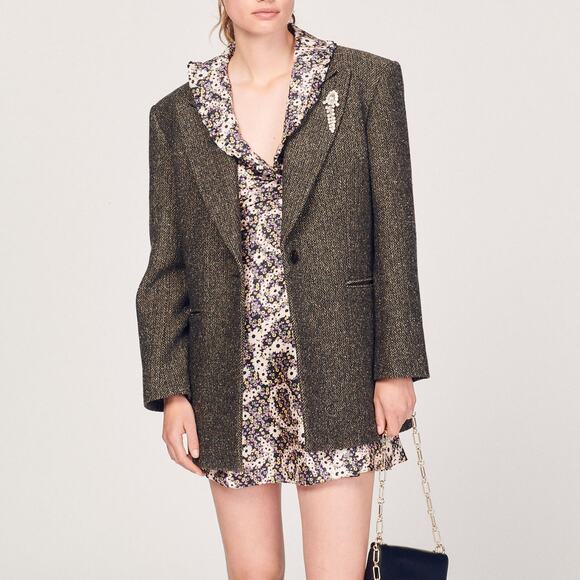 SANDRO Paris Casablanca Floral Fit & Flare Silk Dress - Picture 7 of 11